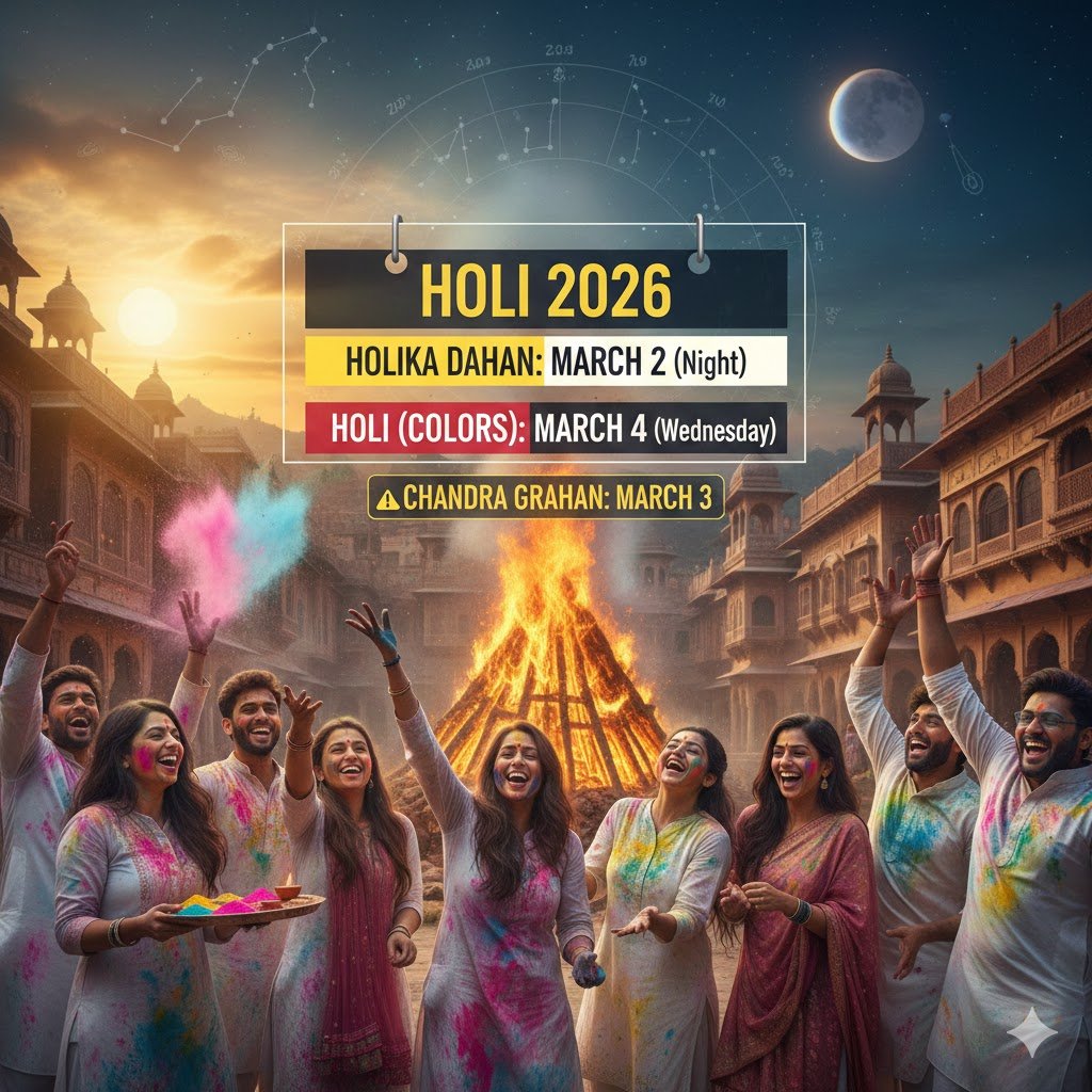 Holi 2026 Date: ज्योतिषियों के अनुसार कब है होली? चंद्रग्रहण और शुभ मुहूर्त की पूरी जानकारी
