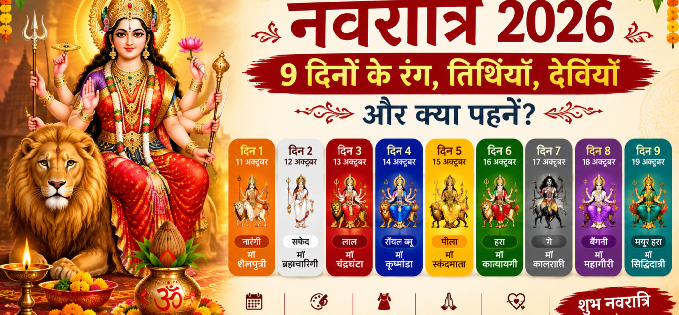 Navratri Colours 2026 – नवरात्रि के नौ रंग, तिथियाँ और माँ दुर्गा के नौ स्वरूप
